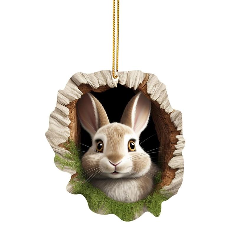 Easters Rabbit Decors Colorful Handmade Easters Ornament Acrylic Texture Suitable for Storefronts and Party Enthusiasts