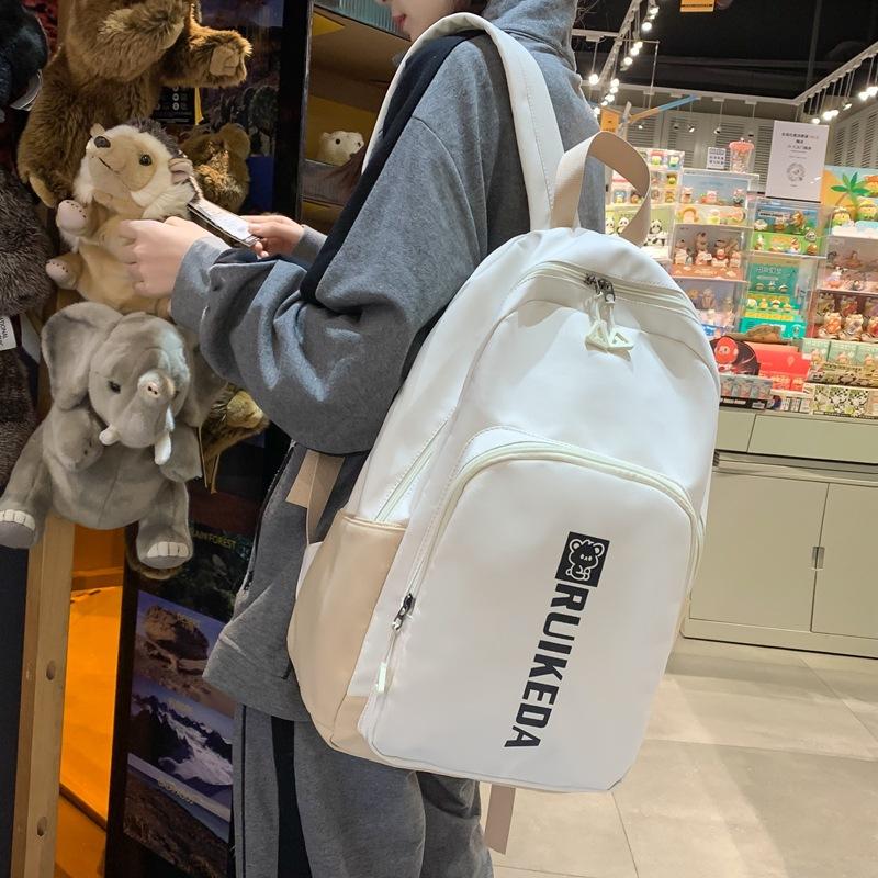 School bag women s new ins junior high school backpack high school retro college wind large capacity travel college backpack белый