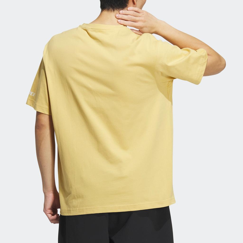 Adidas Solid Color Cartoon Embroidered Outdoor Sports Short Sleeve Drop Shoulder T-Shirt Men T-Shirts Light-Yellow IS0306