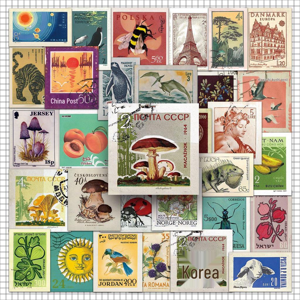 Valizler, Kulaklıklar, Gitarlar, Masaüstleri için 50 Retro Klasik Nostaljik Dekoratif Çıkartma