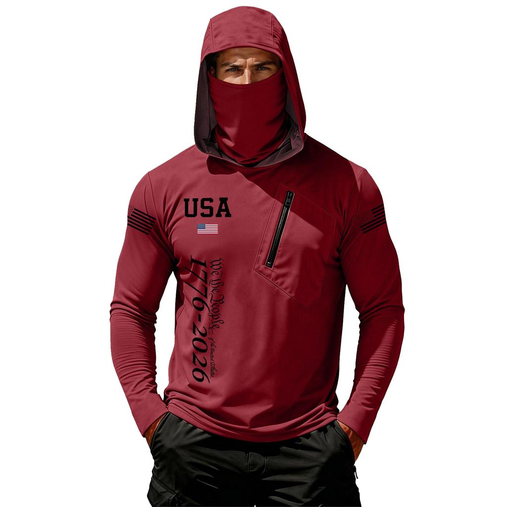 Camiseta Casual con Capucha de Manga Larga para Hombre con Protección Solar