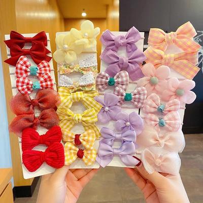 10Pcs Baby Bows Hair Clip For Kids Girls Solid Color Hairpins Barrettes Handmade Headwear Hair Accessories Gift