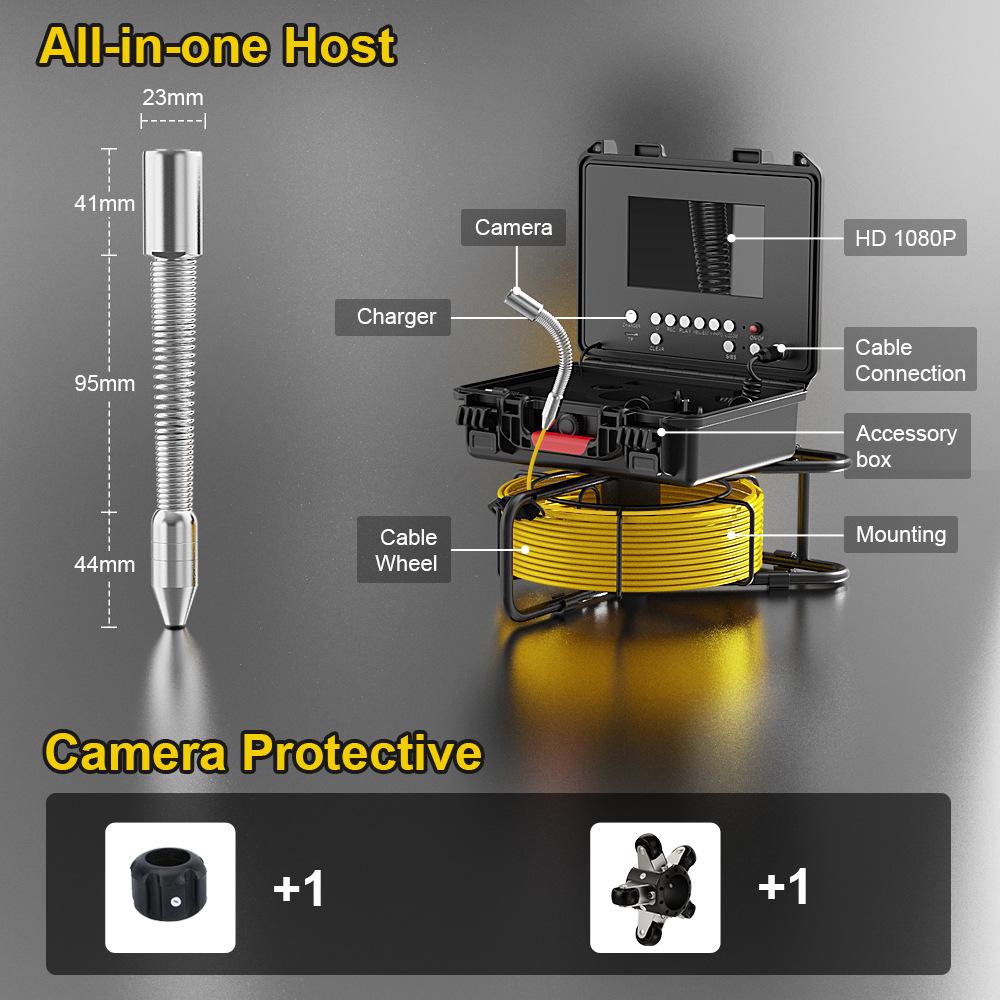 7-inch Screen Self-Leveling Sewer Endoscope with Meter Counter & 512Hz Transmitter for Pipe Inspection