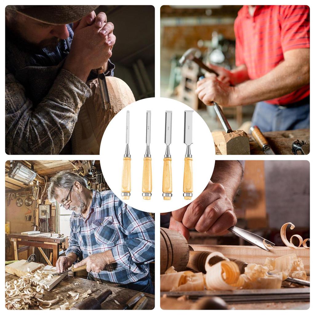 Chisel Set Woodworking 4 Pieces Bevel-Edged Carpentry Accessories Woodworking Tools For Carpentry Sculpture Furniture Making
