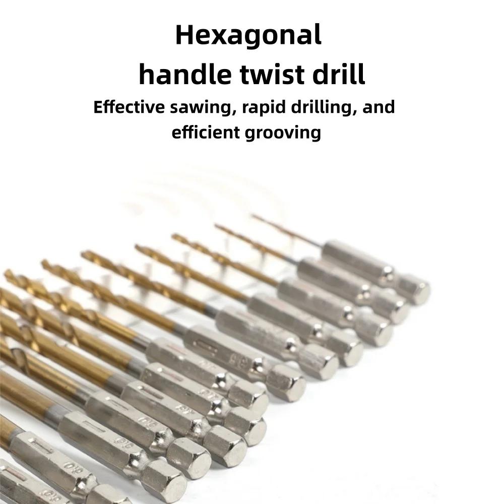 High-Speed Steel Drill Kit 13 Piece Set, Impact Quick Change Drill Kit for Cast Iron Hardening Metal Wood and Plastic