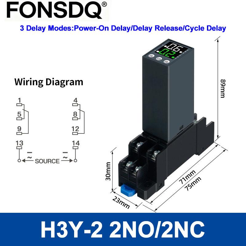 Dual Digital Timer Relay H3Y Cycle Time Control Power On Delay Timer DC12V DC24V AC220V 8Pin 14Pin with Socket Base Relays 5