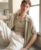 KNITTED Linen Sci-Fi Knit Shirt Sage Green