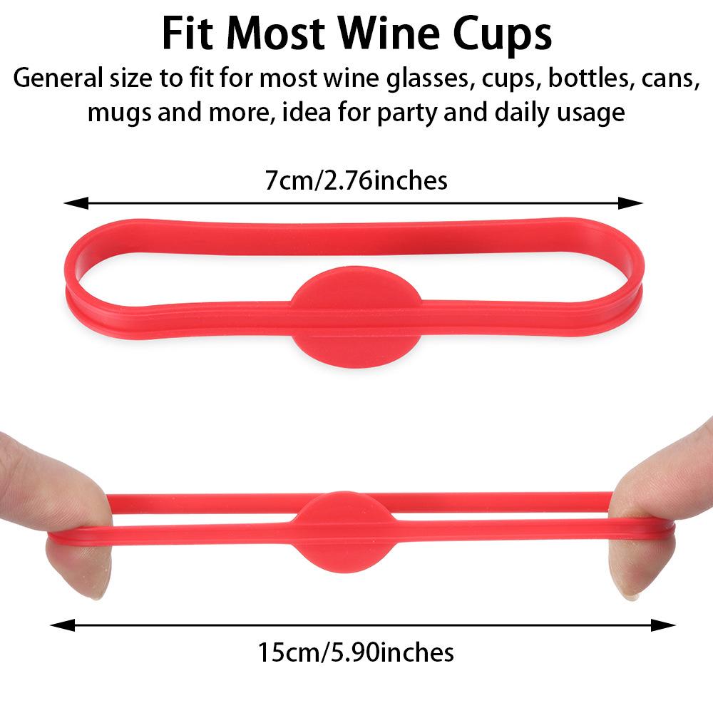 6Pcs/Set Drink Markers Glass Cup Wine Glass Bottle Strip Tag Marker Bands Silicone Drink Charms Mugs Tags for Cups Identifiers