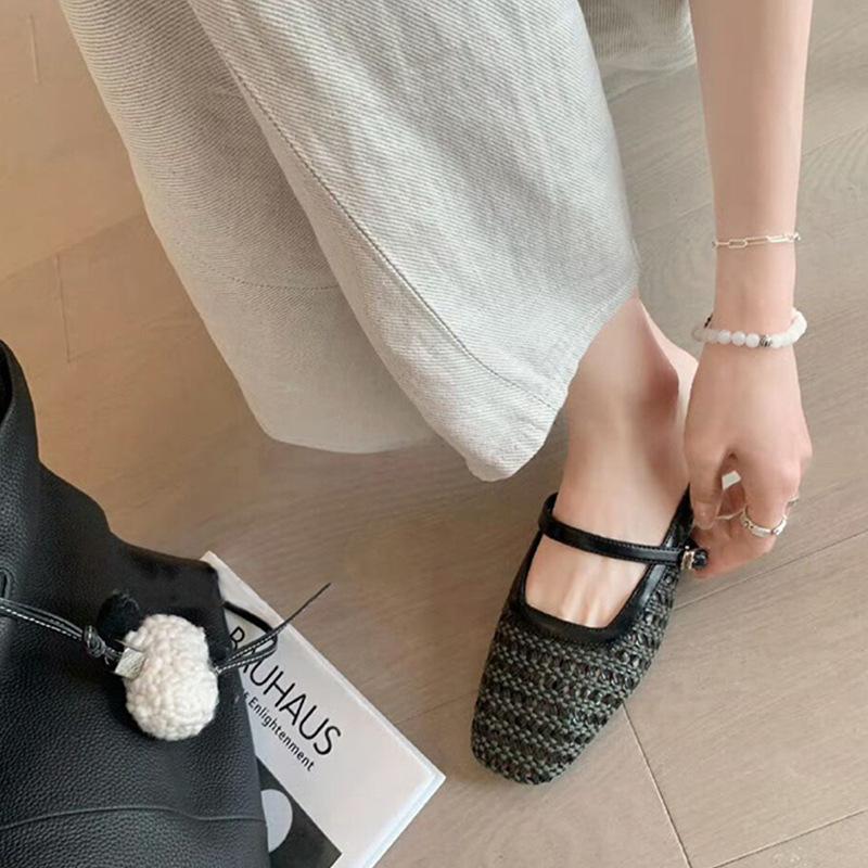 Retro Woven Thick Heel with Half Slippers for Women's 2025 Summer New Outer Wear and Inner Height-increasing Cool Slippers