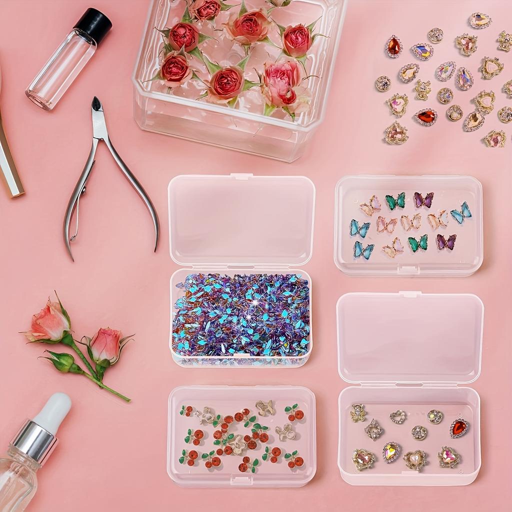 6pcs Clear Plastic Storage Boxes Transparent Organizer Containers for Home Office Kitchen Closet Small Items Organizers Storage