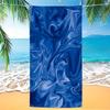 Serviette de plage tourbillon bleu océan Serviette de bain en microfibre marbre liquide impression plate pour femmes hommes Vacances Fête de plage Tapis de pique-nique
