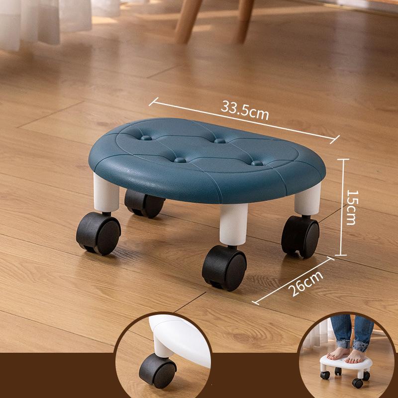 Modern Minimalist Plastic Low Stool Wheeled Quiet Easy Organize Small Chair Hallway Ottoman Living Room Bedroom Home Furniture