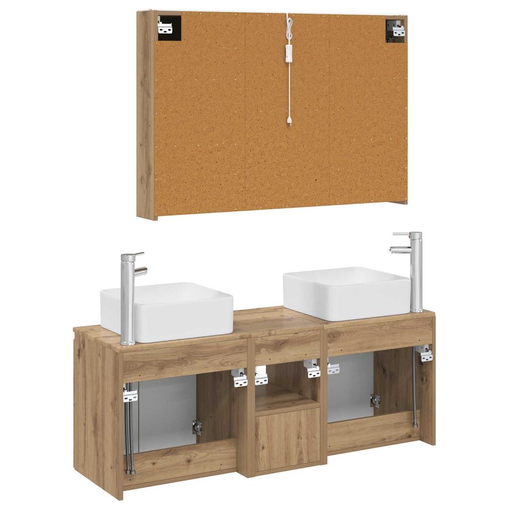 Bathroom Cabinet Set 4 pcs Artisan Oak Wood Based Material