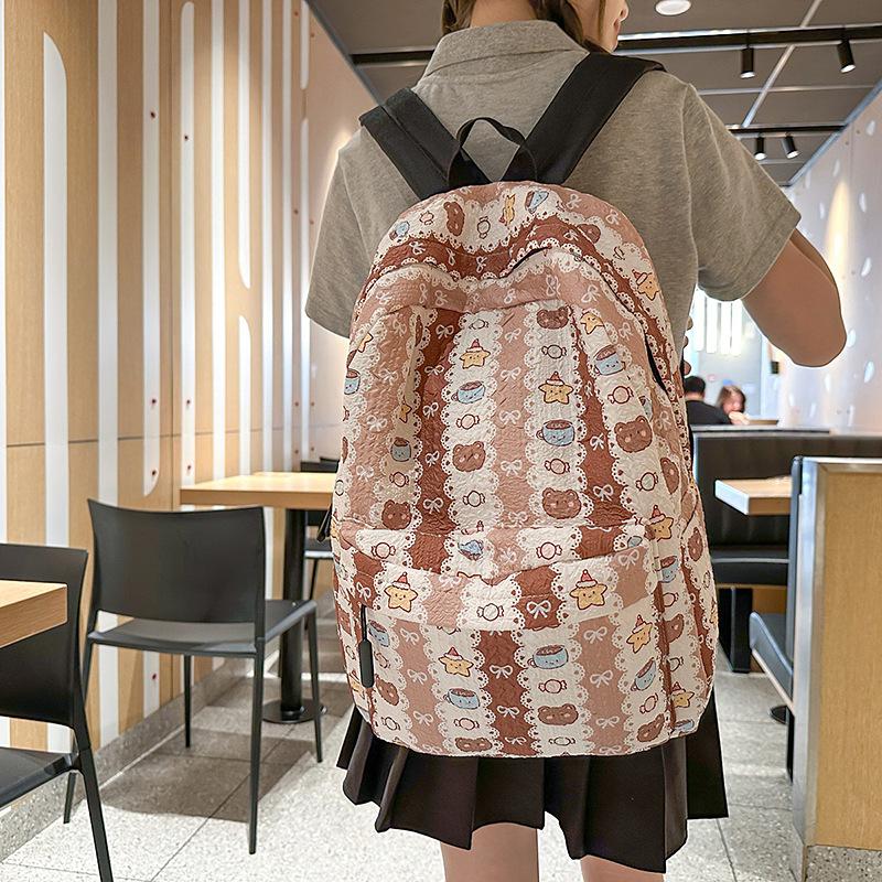 Schoolbag Simple Casual Foam Printed Backpack Sweet Girl Student High Value Backpack Lightweight Small Flower Student School Bag