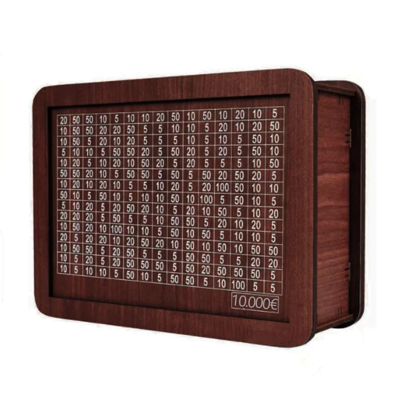 1000/2000/3000/5000/10000 Euro Spardose Holz Sparschwein Geldtresor Sparbox Herausforderung Aufbewahrungsbehälter für Bargeld