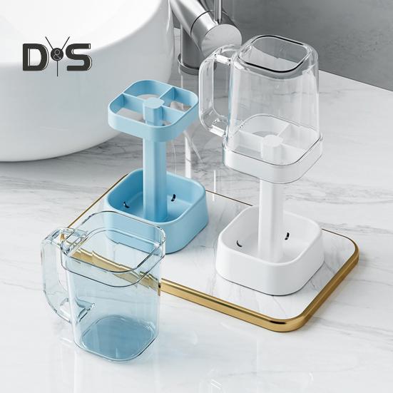 Bathroom Toothbrush Stand with Stable Base Height Adjustable Multi-Function 3 Slots Electric Toothbrush Stand Mouthwash Cup Holder