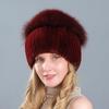 New Style Women Real Genuine Fox Fur Beanies Hat Girls Natural Real Rex Rabbit Fur Skullies Cap Knit Winter Real Fur Hats