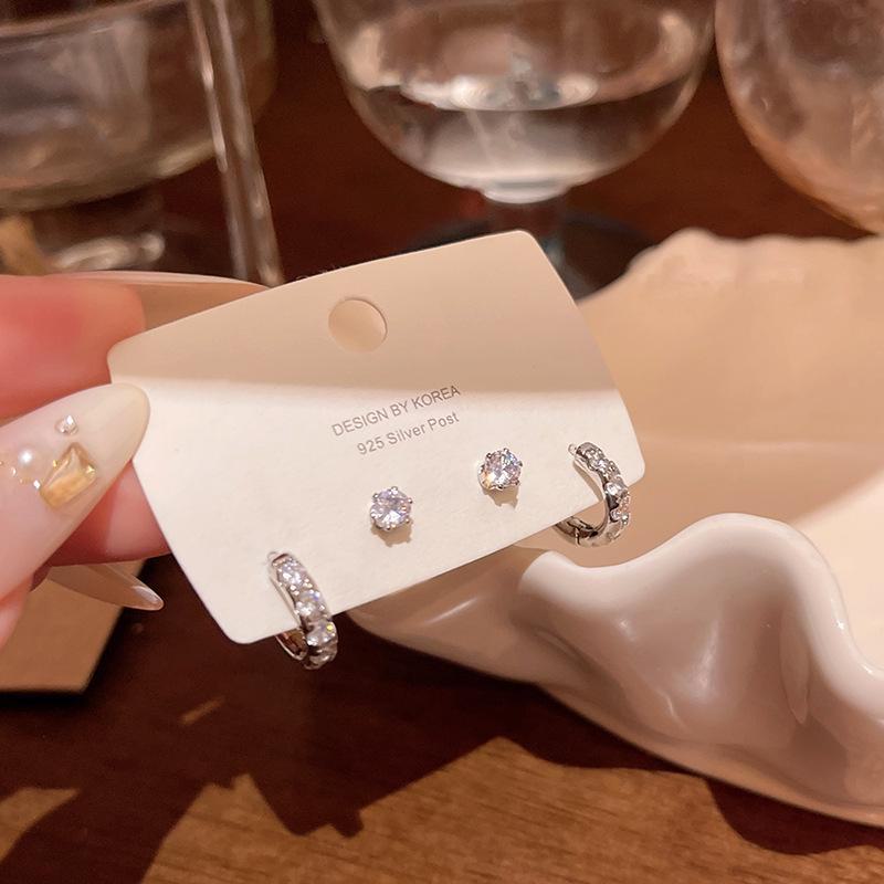 Korean Hot-Selling Exquisite Zircon Earrings & Ear Piercing Set