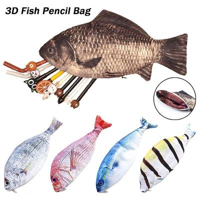 Penna/borsa per trucchi con cerniera a forma di pesce realistico