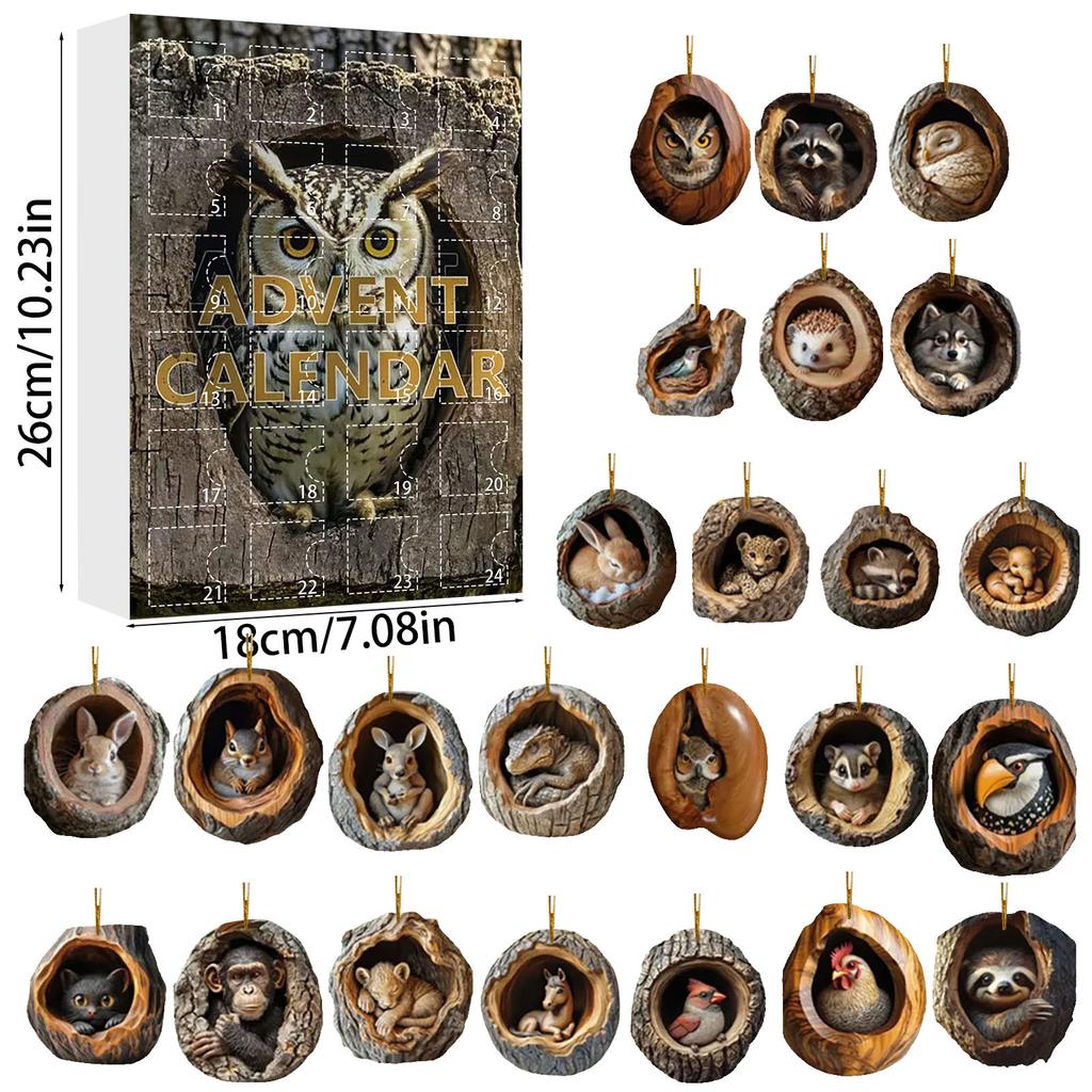 Weihnachts-Ankunftskalender Überraschungsbox, Niedliche Haustier-Serie Überraschungsbox, Weihnachtsbaum Festival Dekorationsanhänger