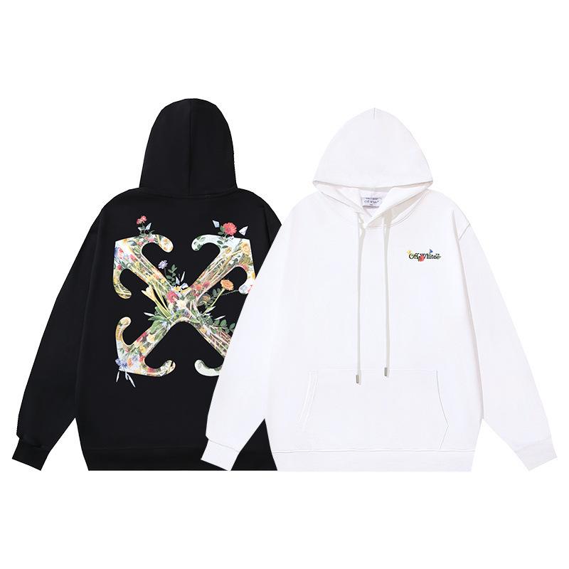 1281 Off-White 2026 Autumn/Winter New Plant Flower Printed Pattern Hoodie Hoodie for Men and Women