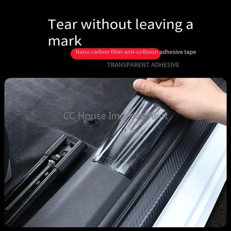 3D Carbon Fiber Car Sticker DIY Paste Protector Strip Auto Door Sill Side Mirror Anti Scratch Tape Waterproof Protect Film