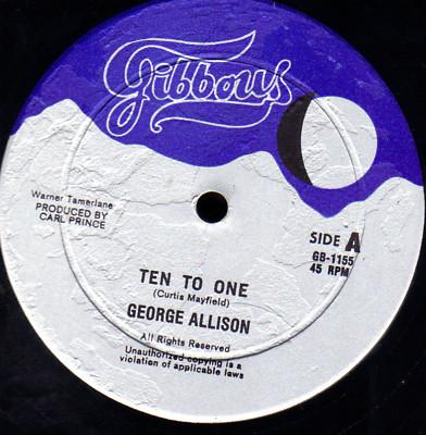 

12inch Record GEORGE ALLISON Ten To One GB1155 Gibbous 1980 US Reggae Ska Dub Used