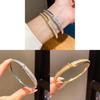 Vintage Gold Zircon Round Bangle Bracelet With Geometric Design For Fashion Women