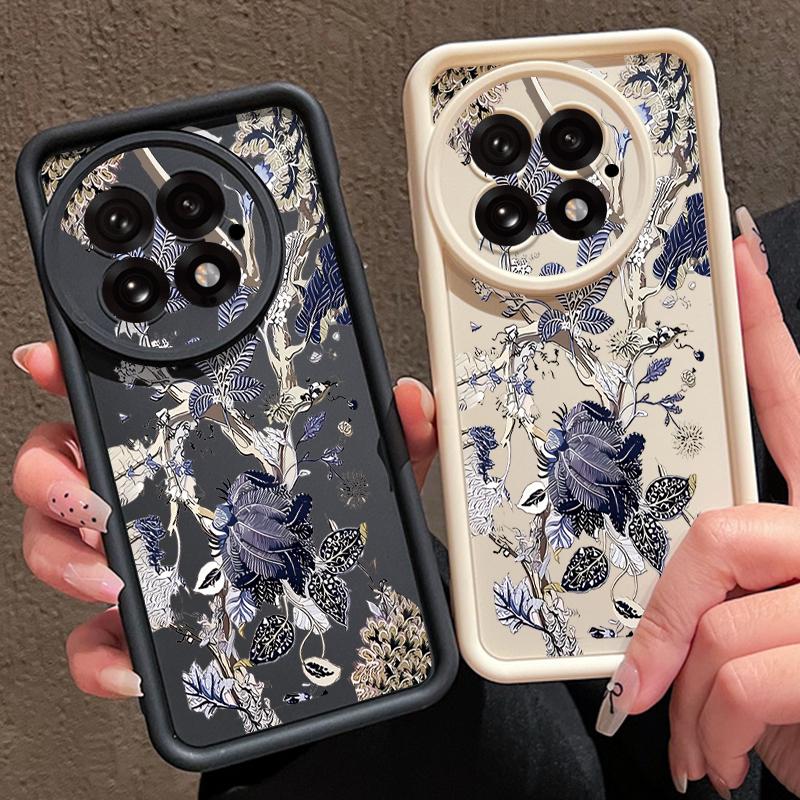 Luxury Retro Dark Floral Pattern Case For OnePlus 15 13 13T 12 Shockproof Bumper Soft Silicone Cover For Oneplus Nord 5 13R 12R 11R 5G