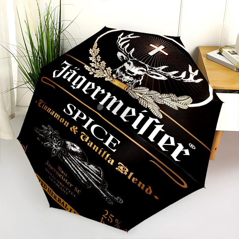 Jägermeister Splash: Kräftig Lebhaft Faltbarer Regenschirm Langlebig Geeignet für alle Jahreszeiten Dreifach faltbar Reise Sonnenschirm