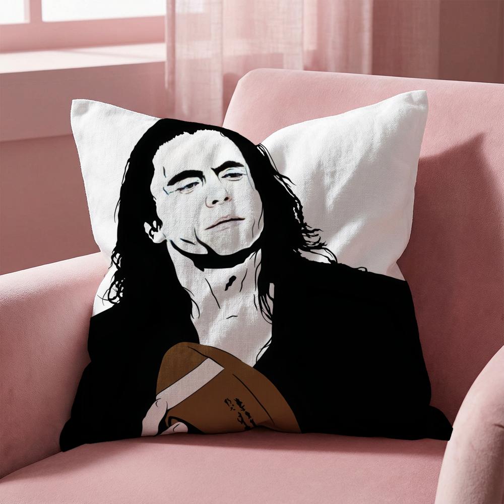The Room T-Tommy Wiseau Cushion Cover Multi-Scene Pillow Cover for Home & Car - Reversible, Soft & Durable for Daily Use