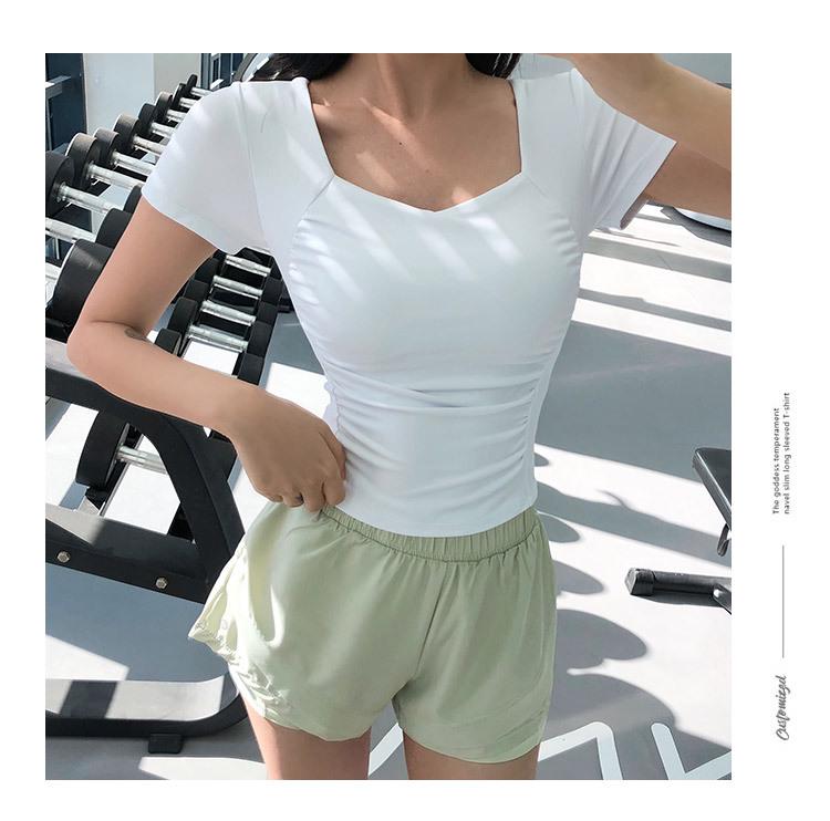 Women's Quick-Dry High-Waist Running Shorts, Anti-Exposure, Two-Piece Design.
