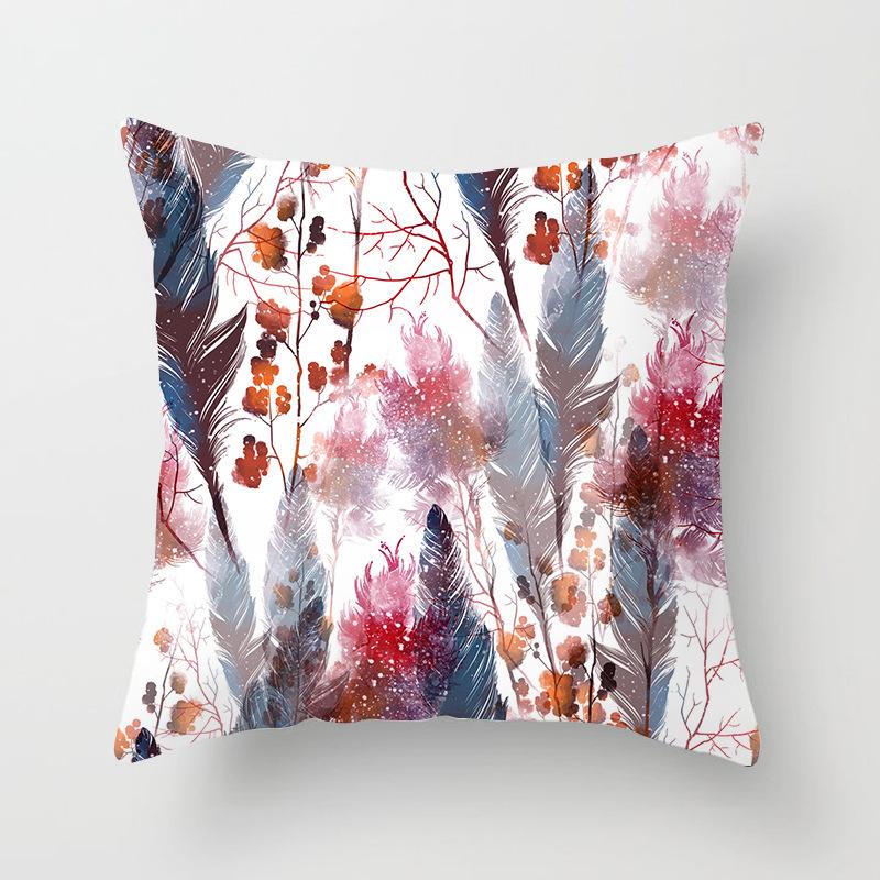 Home Decor Colorful Feather Patterns Pillowcase for Home Pattern Cushion Cover Suitable for Sofa Bedroom Car Pillow Cover