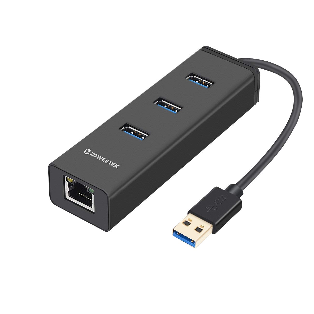 

ZOWEETEK USB-хаб с проводной локальной сетью USB RJ45 Gigabit Bus Быстрый Компактный Адаптер, 3-портовый хаб 3.0, Ethernet, с питанием, Легкий, Зарядка,