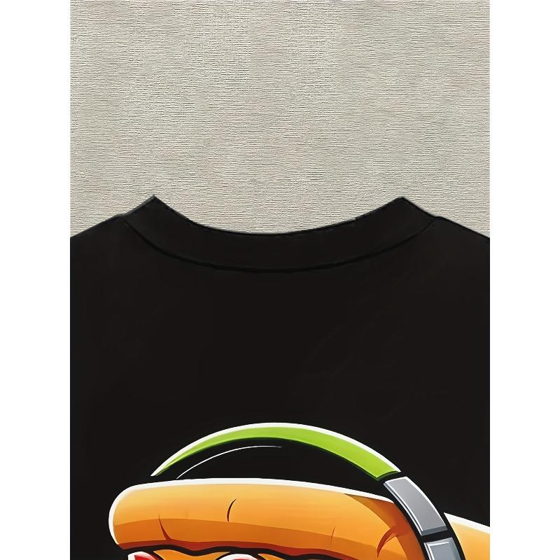European Sizes Vibrant Gaming Tee Vibrant Men's 3D Pizza Gaming Graphic T-Shirt Casual Round Neck, Comfort Fit Tees For Men