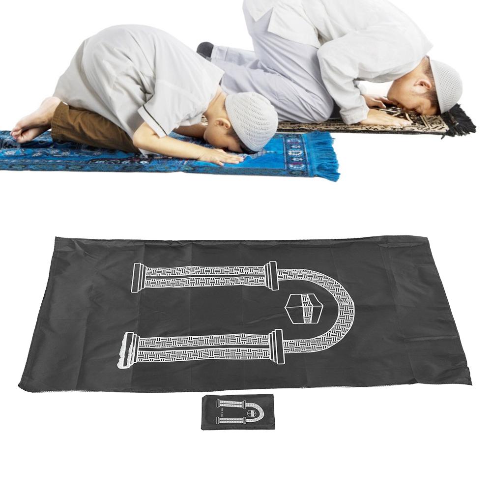 Muzułmański dywanik do modlitwy Przenośny Wodoodporny materiał Prostokątny koc do domu Salon Czarny
