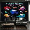 Among Us Custom Name Wall Tapestry Aesthetic Wall Hanging Printed Fabric Blanket Decorative Tapestries for Bedroom Living Room Home Decor
