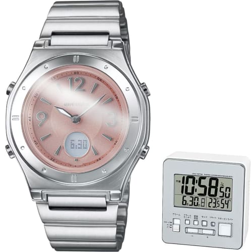 

Women s Wave Cepter Radio-Controlled Solar Watch and Radio-Controlled Alarm Clock (LWA-M141D-4AJF & DQD-805J-8JF)