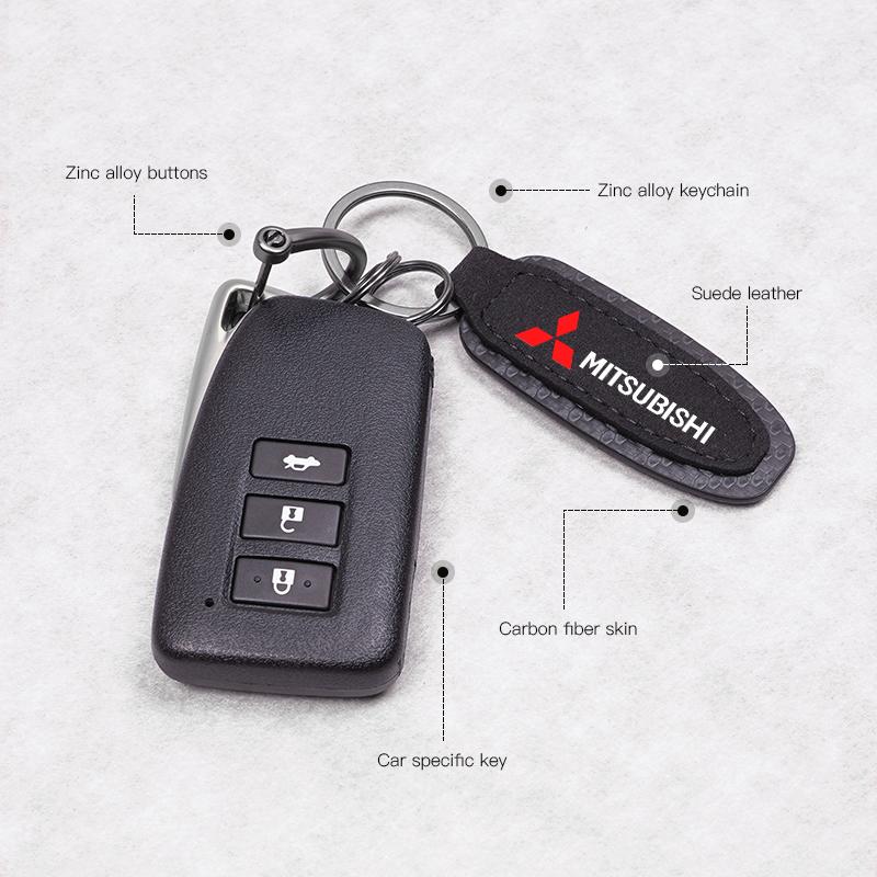 1 Stück Kohlefaser Schlüsselanhänger Geschenk Auto Schlüssel Anhänger Schlüsselring Für Mitsubishi EK Pajero Xpander Eclipse Cross ASX L200 Xforce Outlander