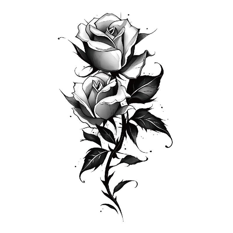 Emmy Black Series Butterfly Rose Flower Tattoo Sticker Set Water Transfer Paper
