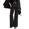 Women Suit Pants High Waist Straight Wide Leg Zipper Fly Trousers with Belt Decoration Solid Color Slacks