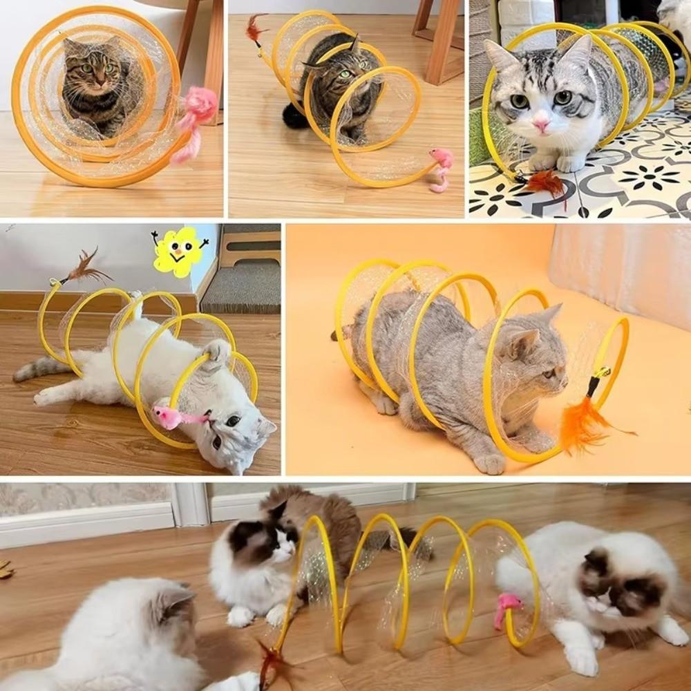Portable Cat Tunnel Tube Elastic Interactive Cat Toy Cat Spring Mouse Tunnel Indoor Outdoor Use