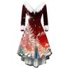 Women's Fashionable Casual Fitted Christmas Print Party Long-Sleeved Dress