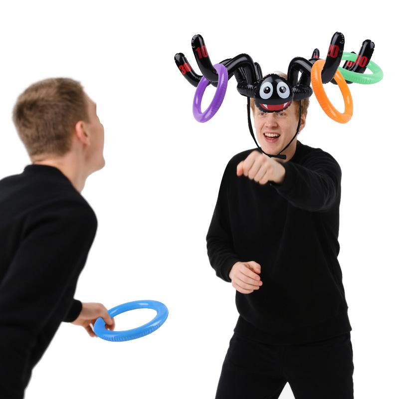 Halloween Spider Octopus Ring Toss Game Inflatable Toy Gifts Kids Halloween Party Decoration Indoor Outdoor Family Throwing Game