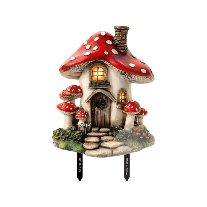 

Mushroom House Stakes Ornaments Garden Embellishments Cottage Yard Sign For Nature Themed Outdoor Spaces Nature Lovers 1