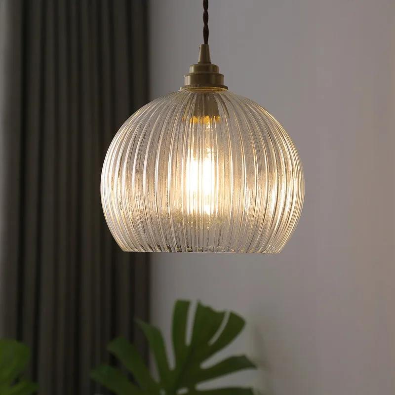 Lustră Suspendată Retro din Sticlă, Candelabru cu Suspensie din Cupru pentru Sufragerie, Bucătărie, Dormitor, Decor Acasă, Corpuri de Iluminat, Lustră