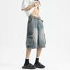 Men's High Street Loose Denim Shorts - Summer Wide-Leg Five-Point Mid-Length
