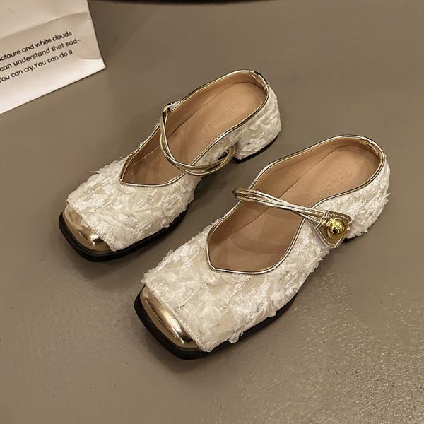 Fashion Slippers Casual Cover Toe Women's Shoes With Platform Pantofle Slides Luxury 2025 Square Mary Janes Square Toe Slippers Casual F