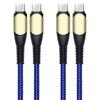 Lot-2 60W Fast USB-C Cable for iPhone 16 Pro, iPhone 16 Pro Max, iPhone 16 Plus, iPhone 16, iPhone 16e - Braided Nylon 1M Blue
