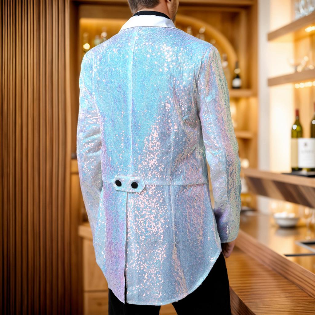 Long Suit Blazer Jackets Men Party Dance Bling Coats Wedding Men's Gentleman Stage Suits B08